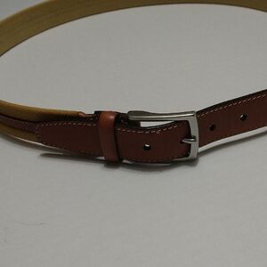 Vintage Brown and Tan Leather & Tweed Belt Size 40